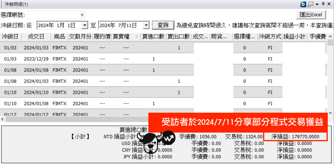 大黑馬機械化交易策略對帳單