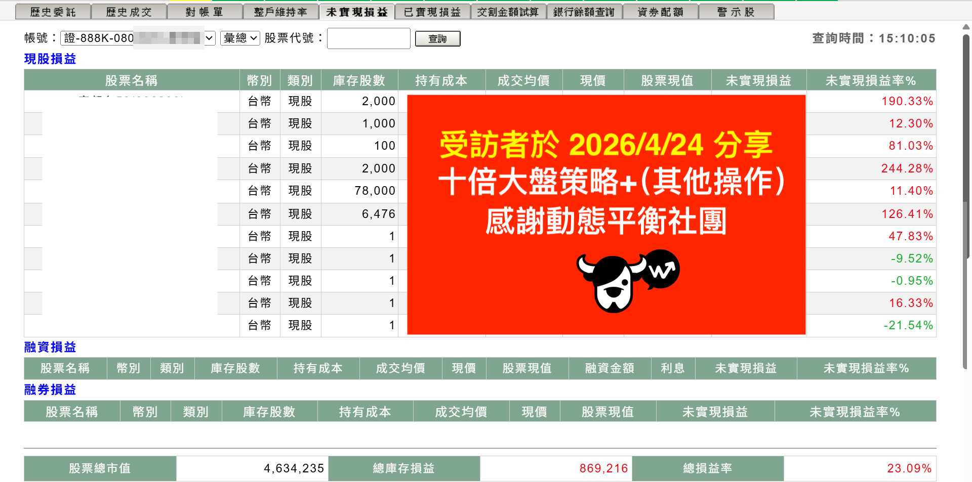 十倍大盤策略對帳單 2026