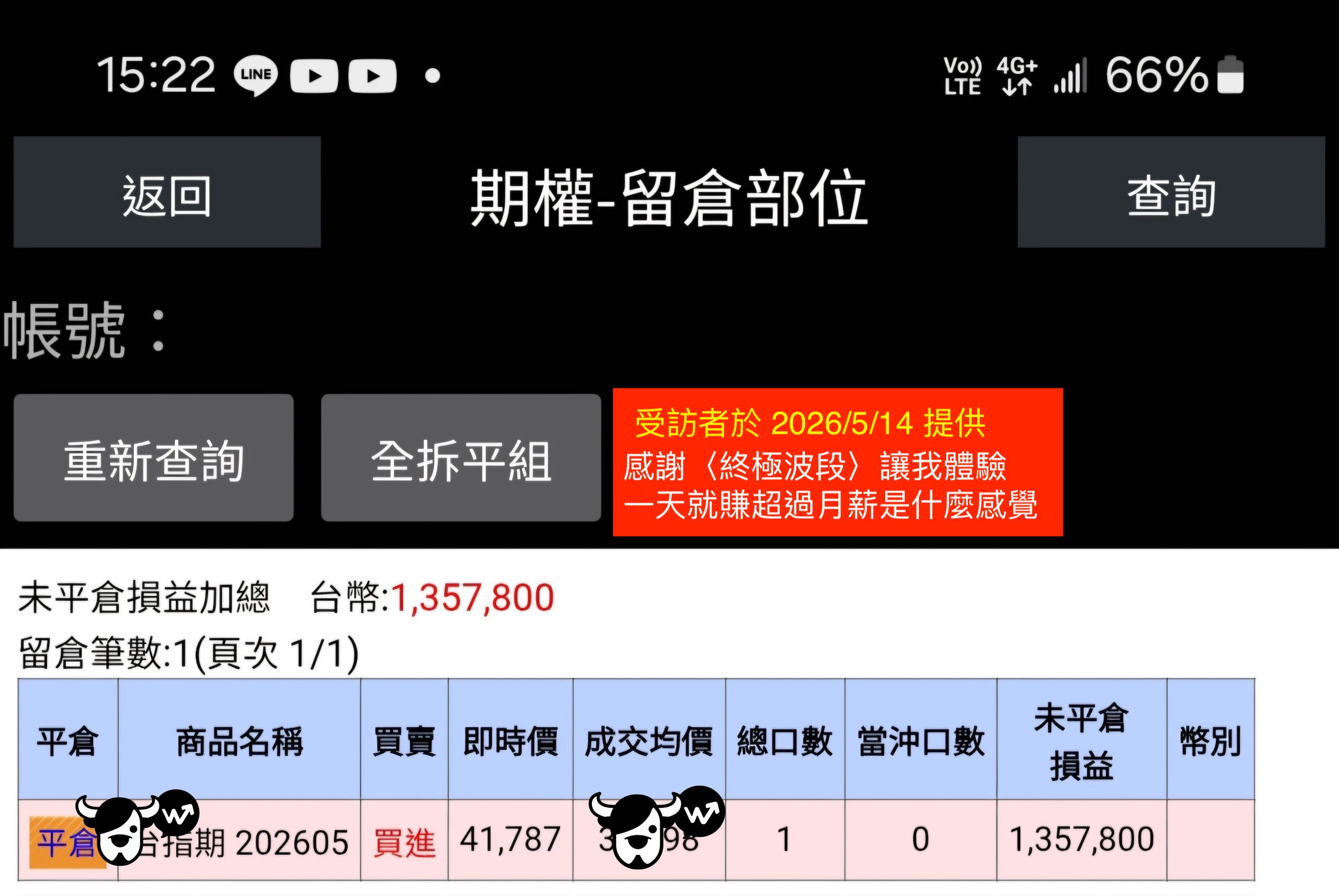 終極波段策略學員對帳單