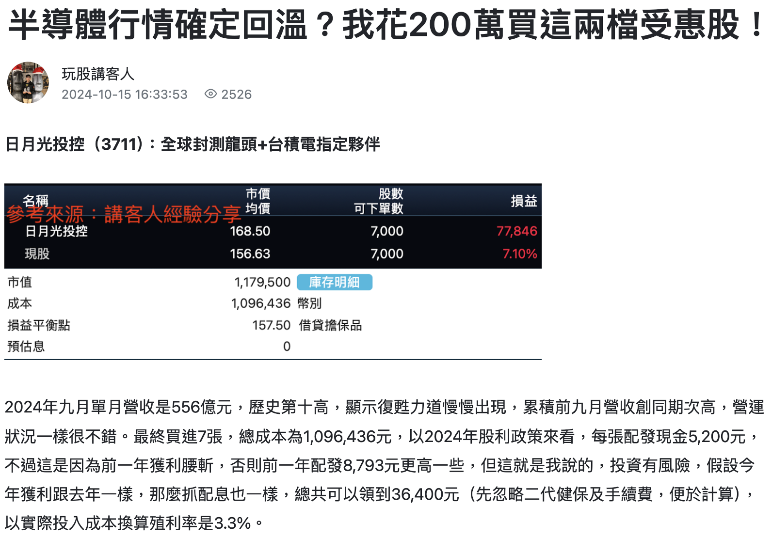 行情才剛回溫,我已經把部位一次放好