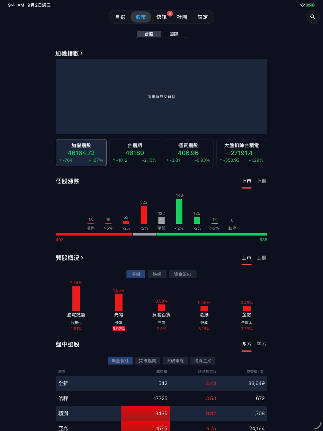 iPad 寬版排版:台股總覽