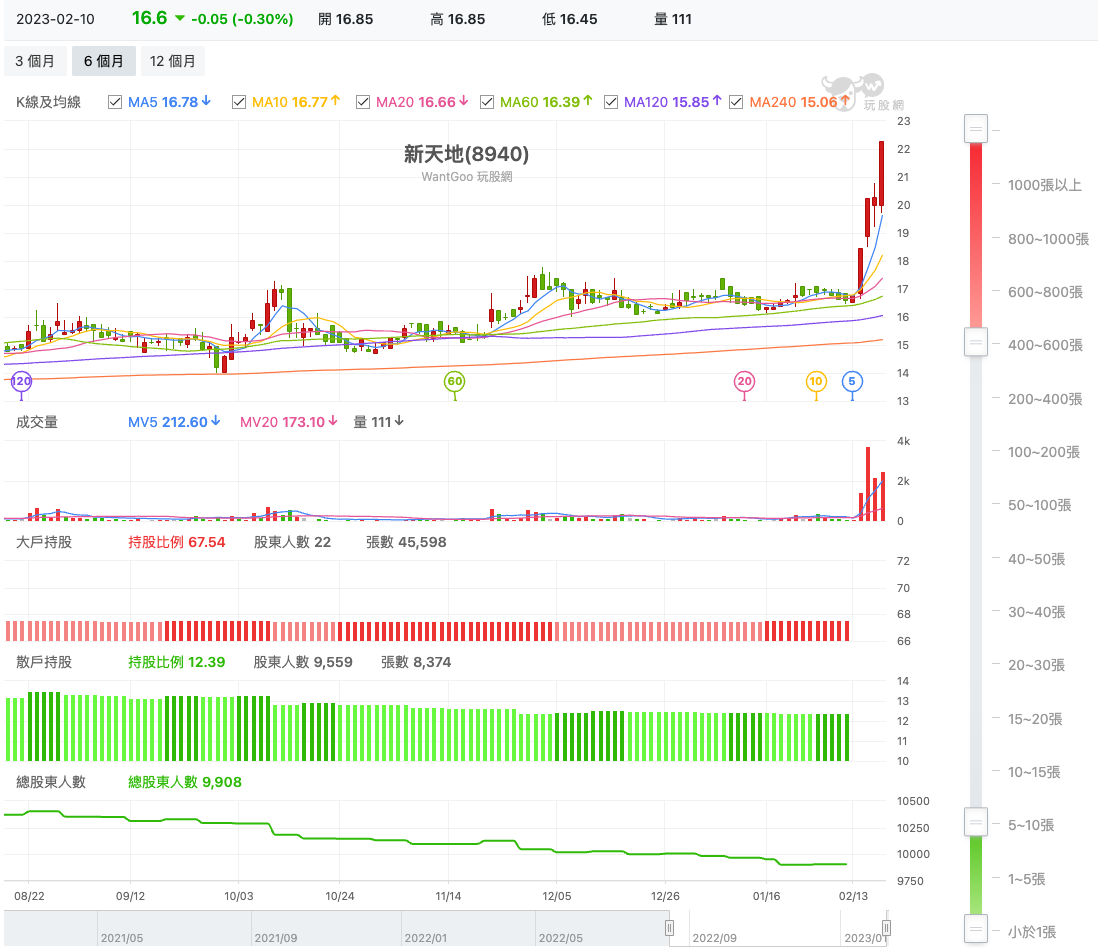 新天地(8940) 股權分散