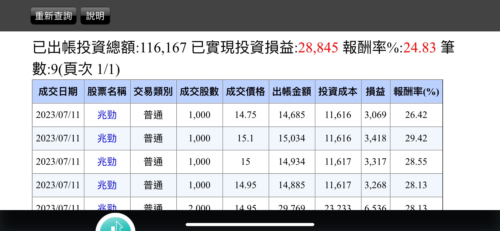 對帳單