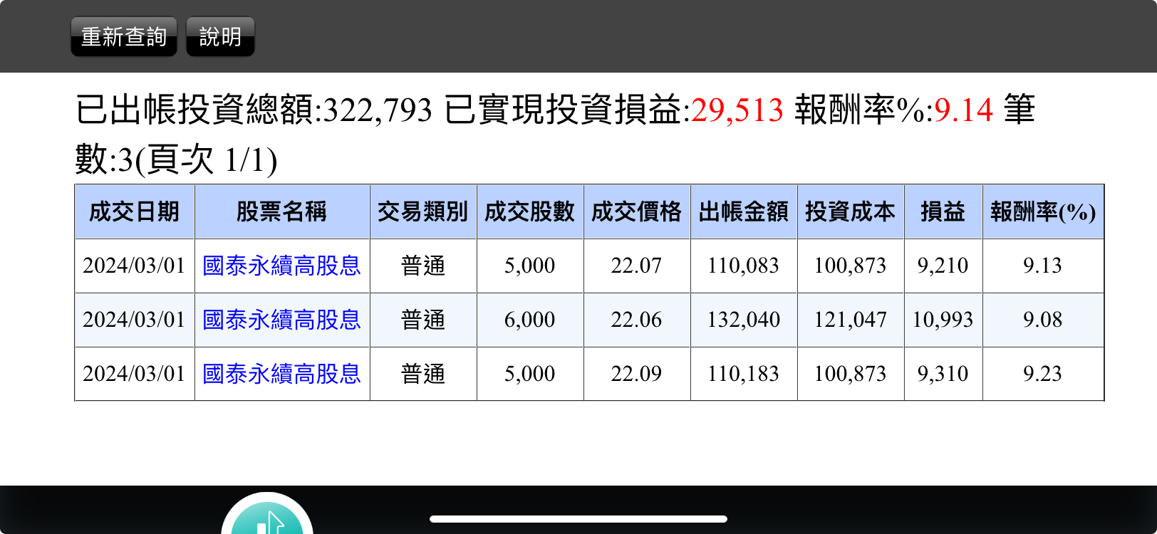 對帳單