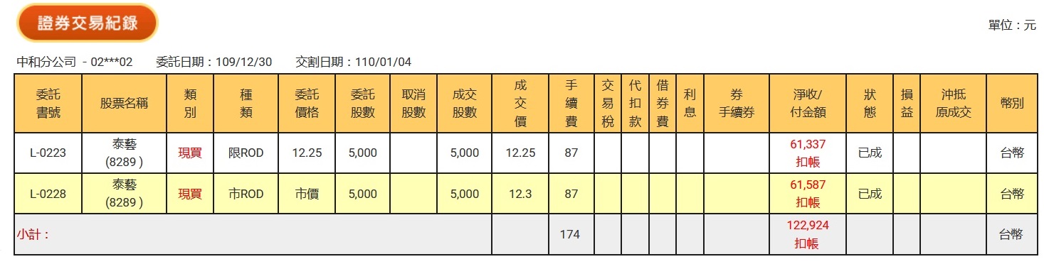 對帳單