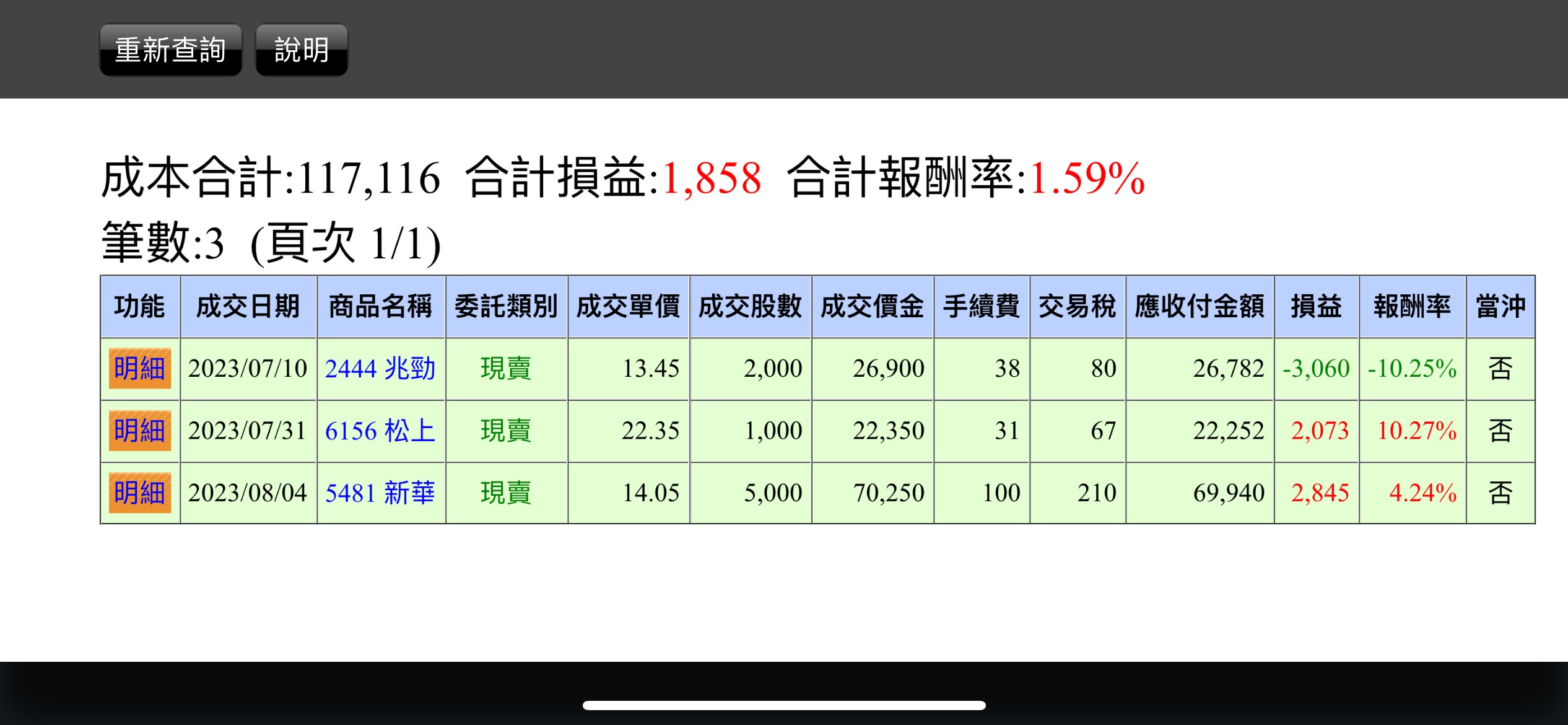 對帳單