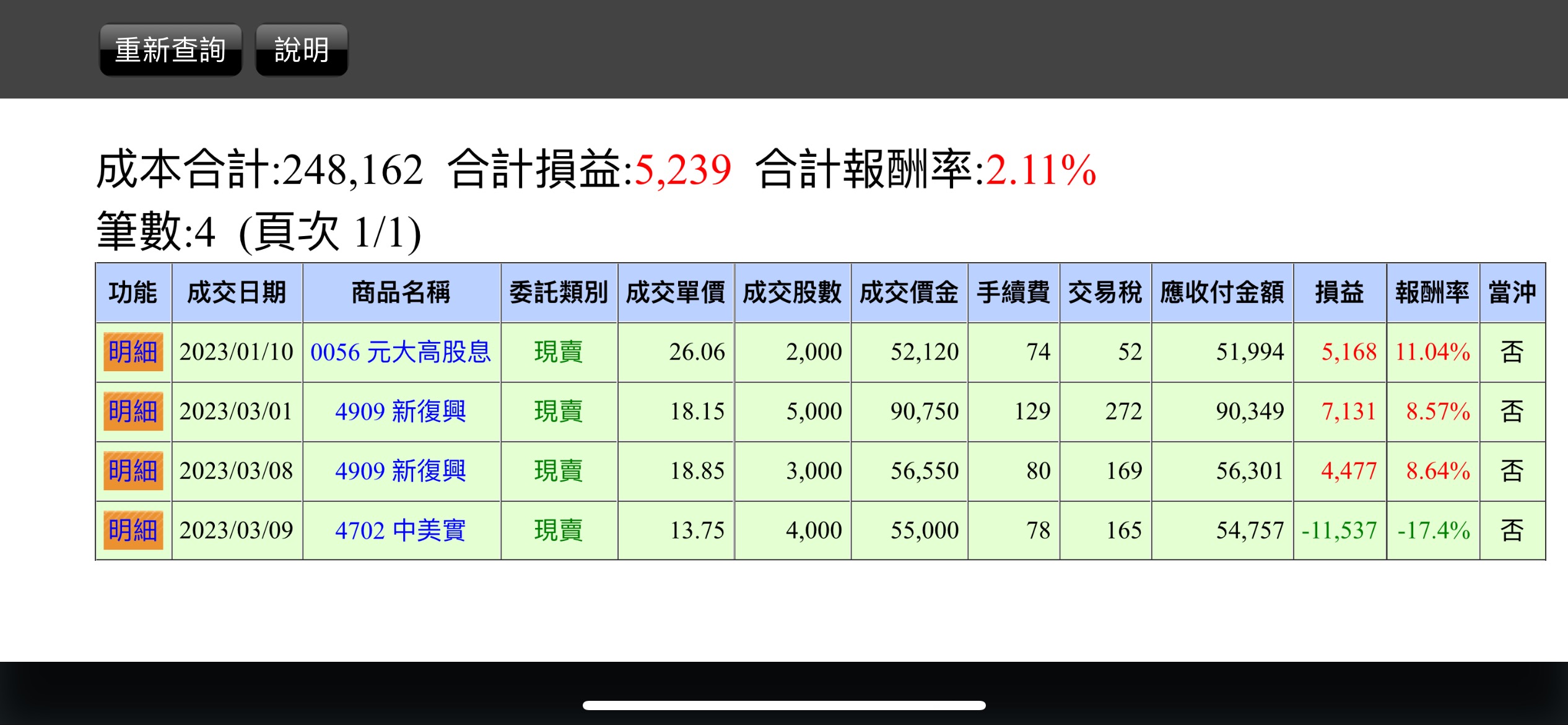 對帳單