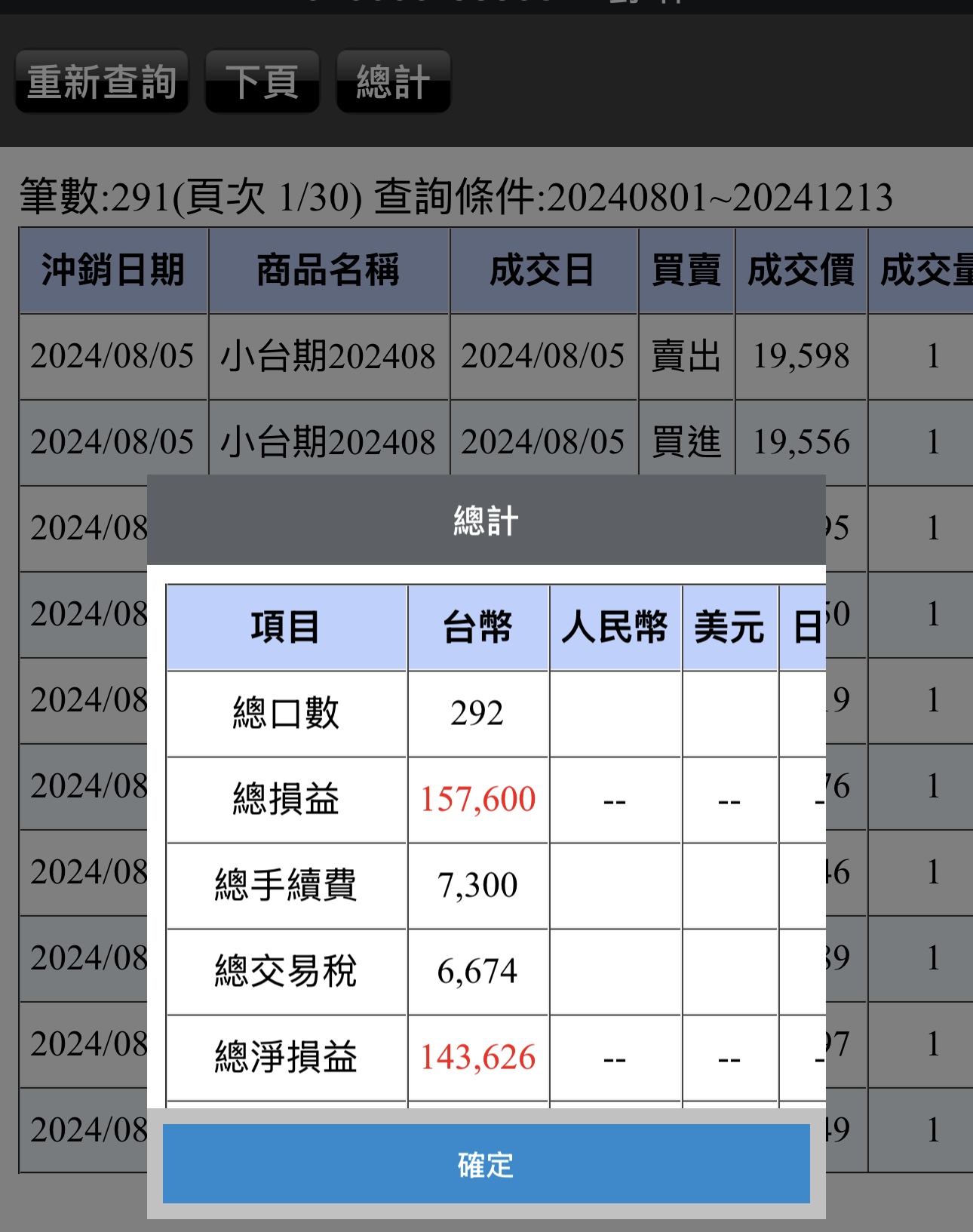 對帳單