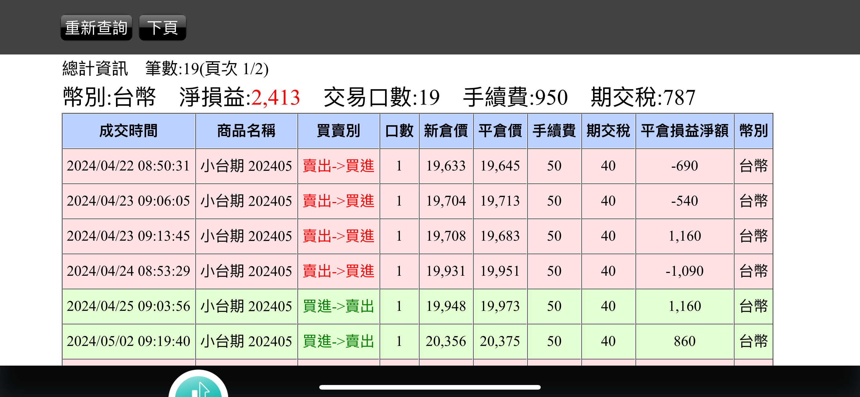 對帳單