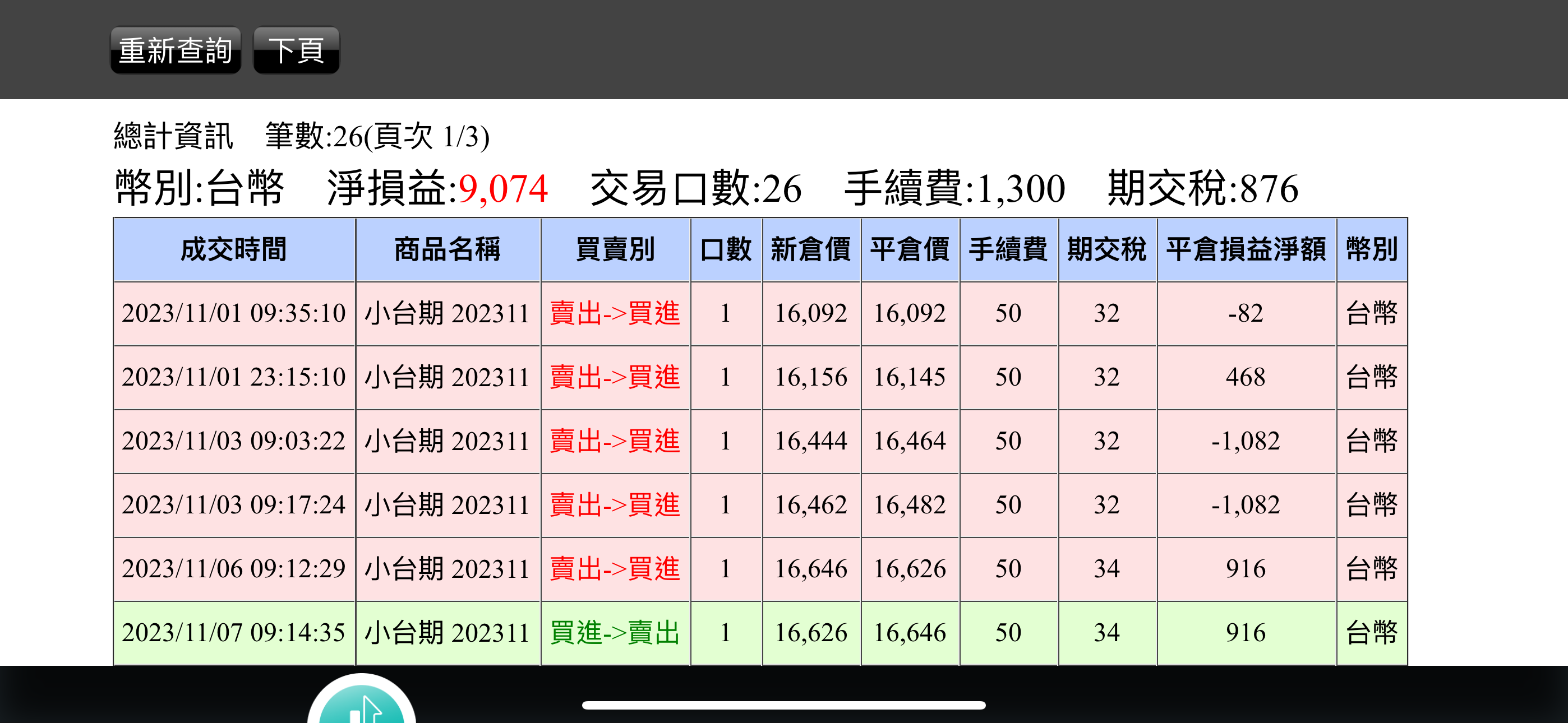 對帳單