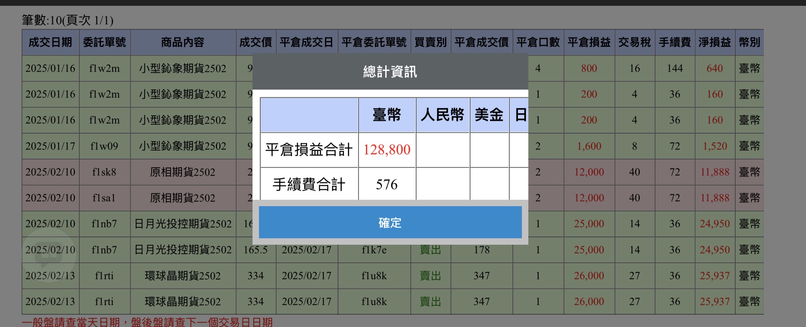 對帳單