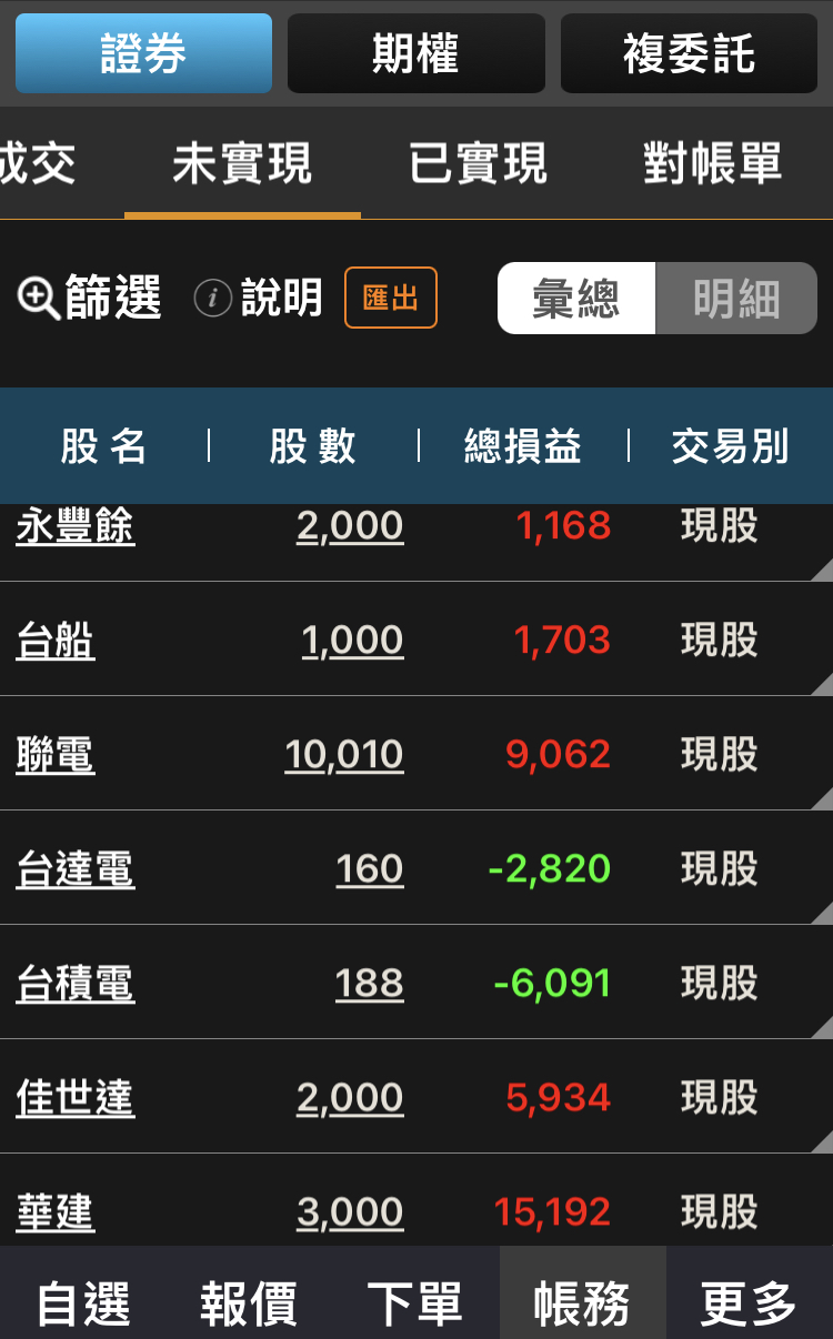 對帳單
