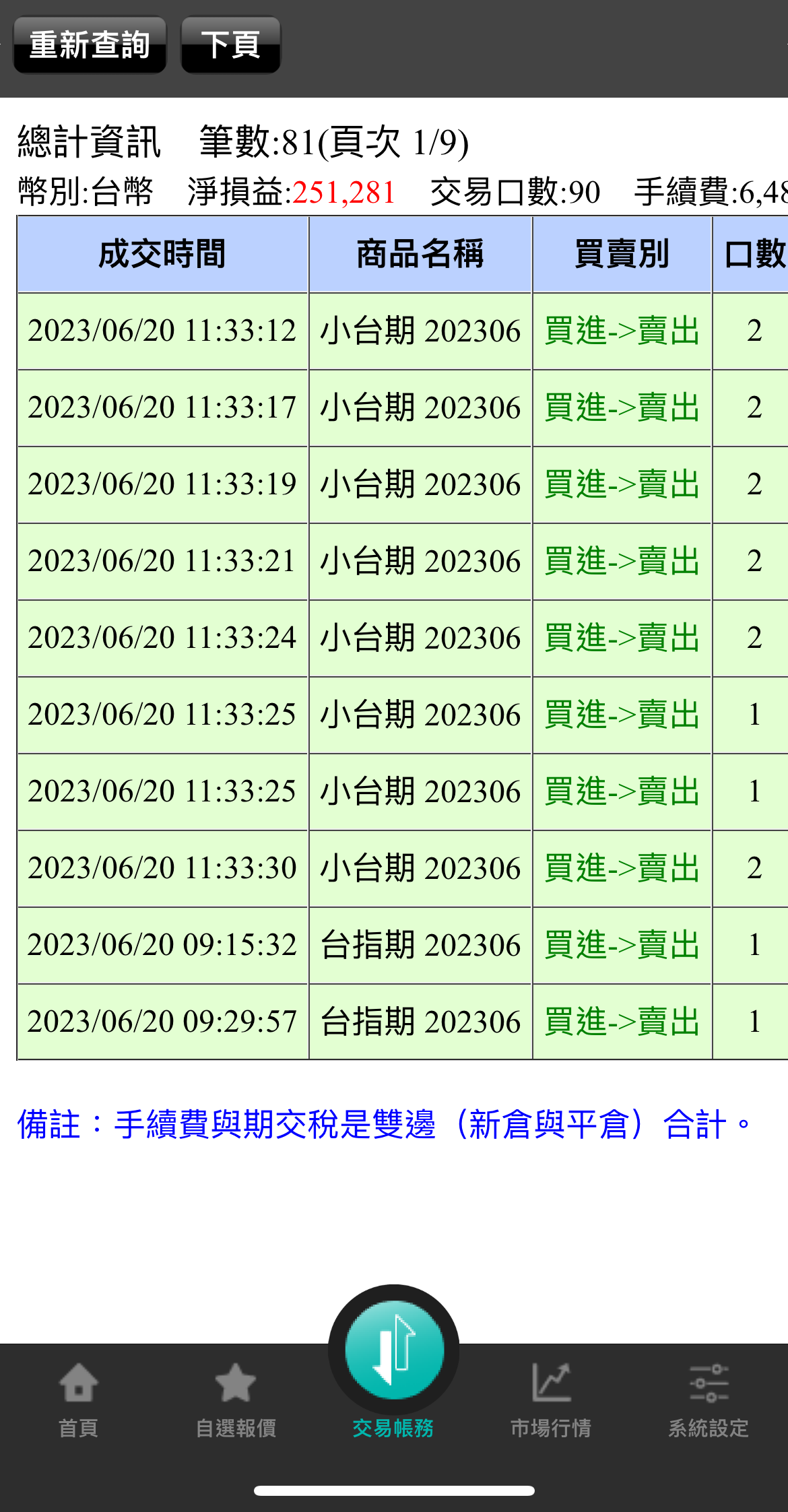 對帳單